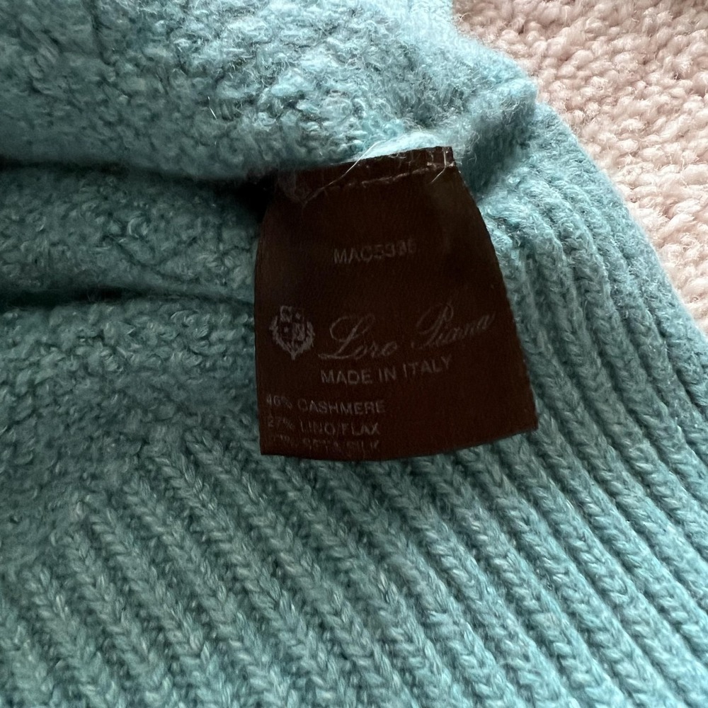Loro Piana V-Neck Sweater Womens 38 Blue Cashmere Linen Silk‎ Knit *READ DESC* - Picture 9 of 16